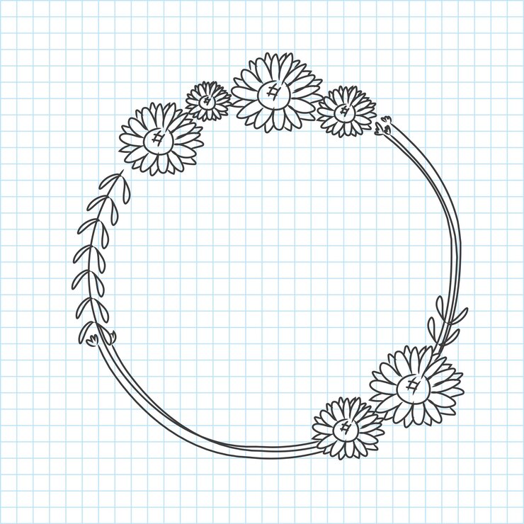 Vector gratuito vector de corona de flores dibujadas a mano