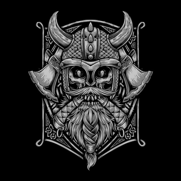 Vector gratuito vector de cráneo vikingo para diseño de camiseta