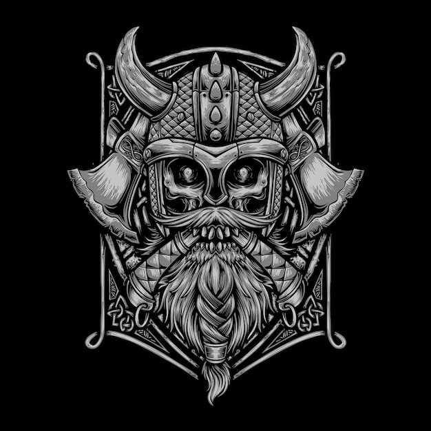 Vector de cráneo vikingo para diseño de camiseta