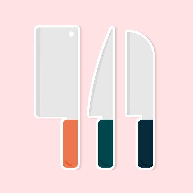 Vector cuchillo equipo de cocina pegatina clipart