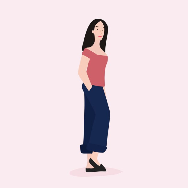 Vector de cuerpo completo de mujer asiática fuerte