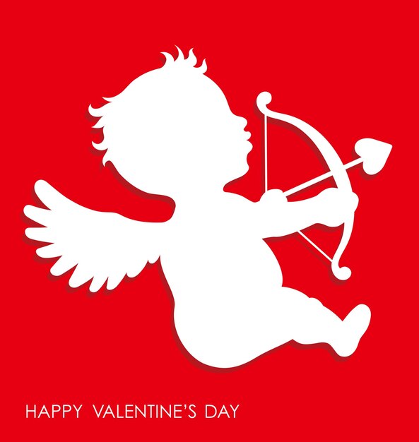Vector Cupido Icono De Relieve 3-D Aislado En Un Fondo Rojo.