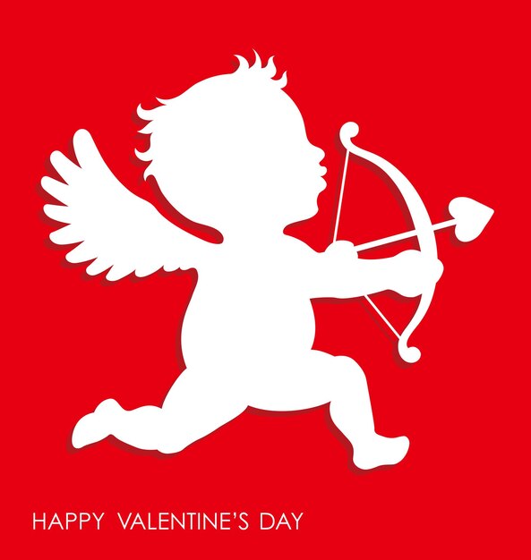 Vector Cupido Icono De Relieve 3-D Aislado En Un Fondo Rojo.