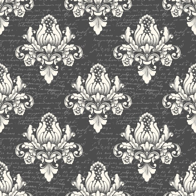 Vector Damasco de fondo transparente con texto antiguo. Adorno de damasco antiguo de lujo clásico, textura perfecta victoriana real para fondos de pantalla, textil. Exquisita plantilla barroca floral