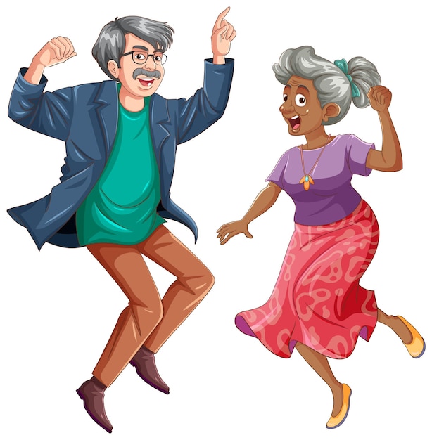 Vector gratuito vector de danza de una pareja de mediana edad