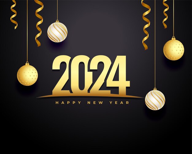 Vector de decoración de Navidad con fondo oscuro en la víspera de Año Nuevo 2024
