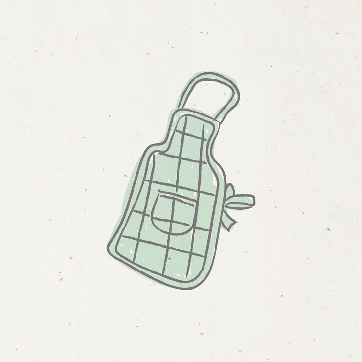 Vector gratuito vector de delantal de tela de chef de doodle