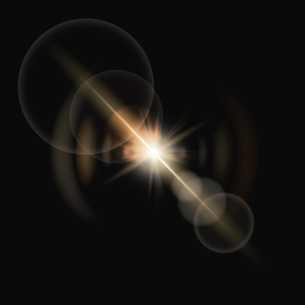 Vector de destello de lente amarillo con efecto de iluminación fantasma de anillo