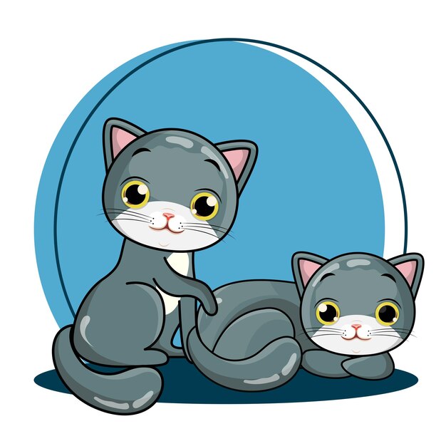 Vector dibujar colección lindo gato en estilo de dibujos animados whitedoodle