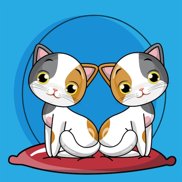 Vector gratuito vector dibujar colección lindo gato en estilo de dibujos animados whitedoodle