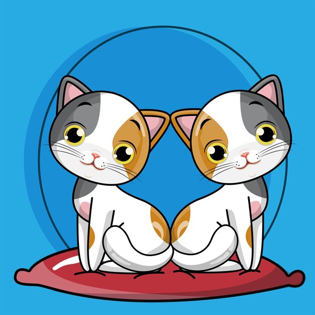 Vector dibujar colección lindo gato en estilo de dibujos animados whitedoodle
