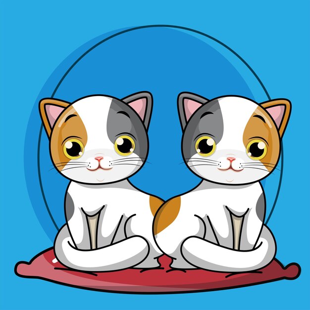 Vector dibujar colección lindo gato en estilo de dibujos animados whitedoodle