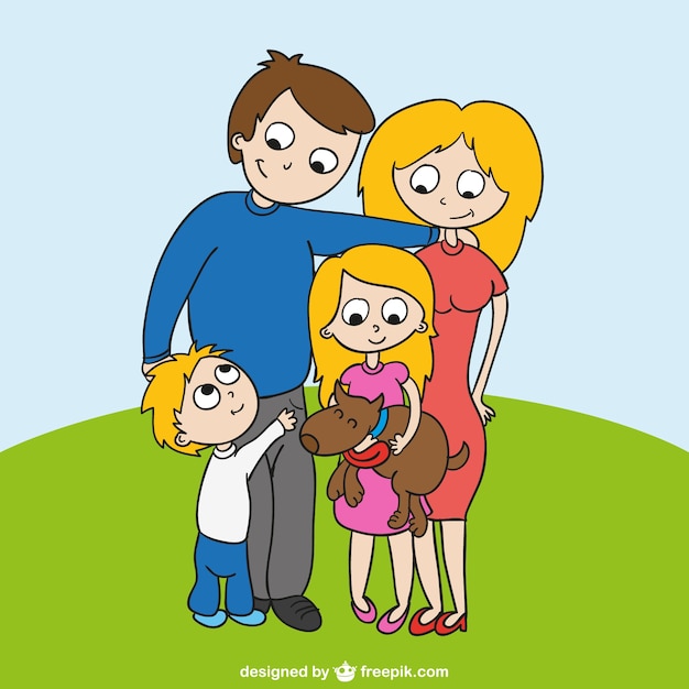 Vector gratuito vector con dibujo de familia