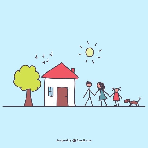 Vector dibujo de familia