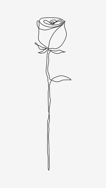 Vector de dibujo de línea de flor rosa