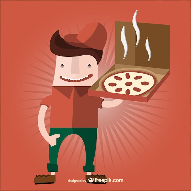 Vector gratuito vector de dibujo de repartidor de pizza