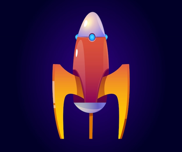 Vector de dibujos animados cohete, nave espacial naranja