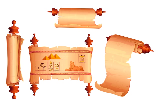 Vector de dibujos animados de desplazamiento de papiro de Egipto antiguo