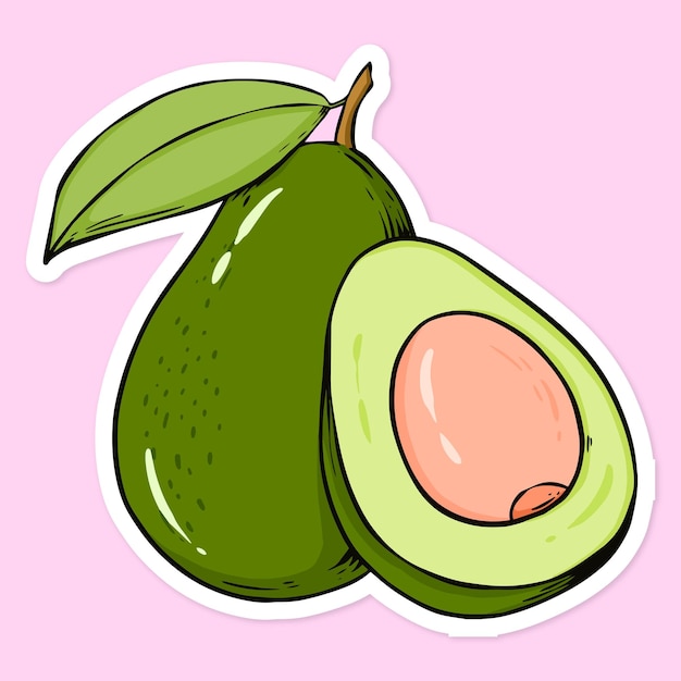 Vector de dibujos animados pegatina aguacate dibujado a mano clipart