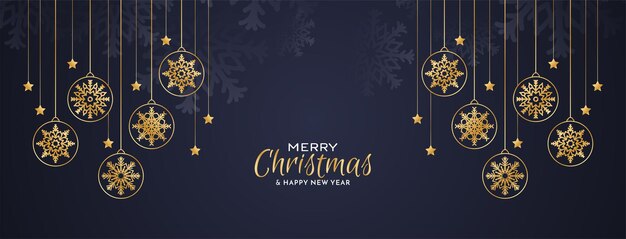 Vector de diseño de banner azul oscuro decorativo festival de feliz Navidad