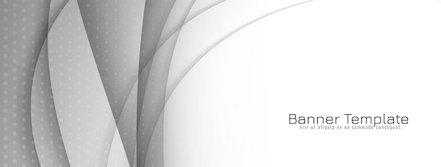 Vector de diseño de banner de estilo de onda gris y blanco decorativo