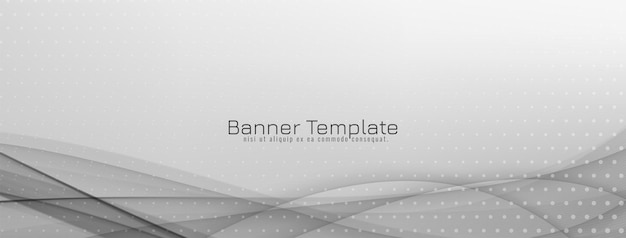 Vector de diseño de banner de estilo de onda gris y blanco decorativo