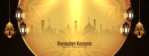Vector de diseño de banner de festival de mes sagrado islámico Ramadán Kareem