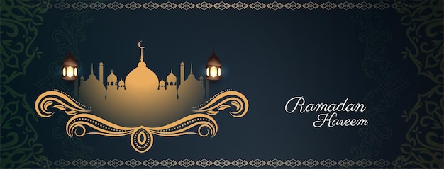 Vector de diseño de banner de festival de ramadán kareem elegante con estilo