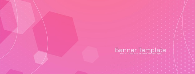 Vector de diseño de banner geométrico de formas hexagonales de color rosa