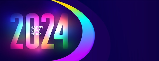 Vector de diseño de banner de invitación de fiesta de año nuevo colorido 2024