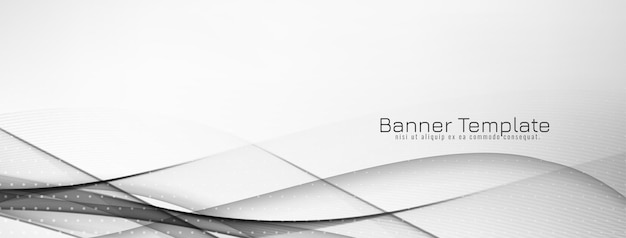 Vector de diseño de banner ondulado elegante gris y blanco abstracto