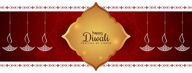 Vector de diseño de banner de saludo de celebración de festival de Diwali feliz