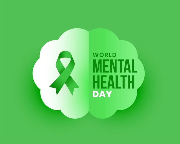 Vector gratuito vector de diseño de carteles de campaña verde del día mundial de la salud mental estilo papel