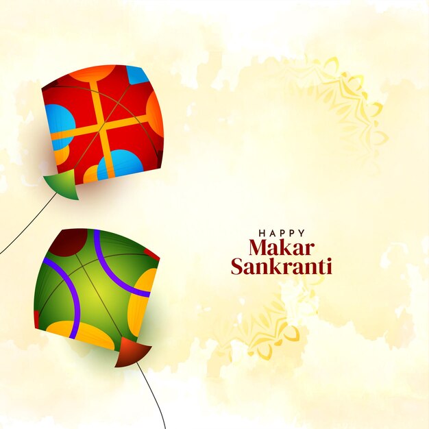 Vector de diseño de fondo de cometas coloridas del festival de Makar Sankranti