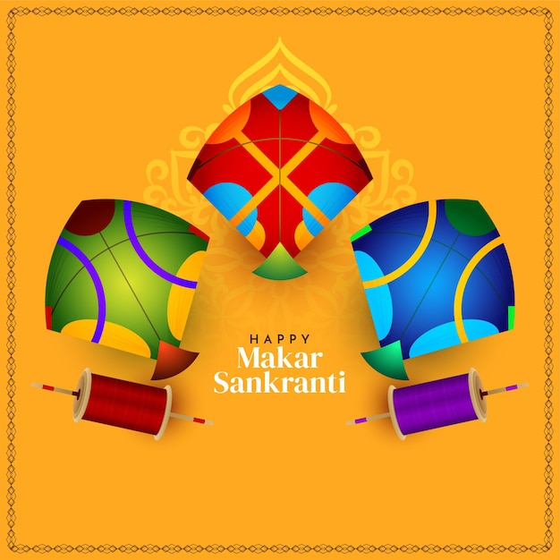 Vector de diseño de fondo de cometas coloridas del festival de makar sankranti