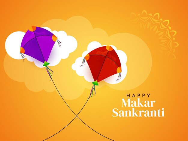 Vector de diseño de fondo de cometas coloridas del festival de Makar Sankranti