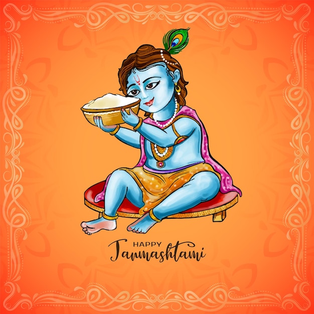 Vector gratuito vector de diseño de fondo elegante festival feliz janmashtami