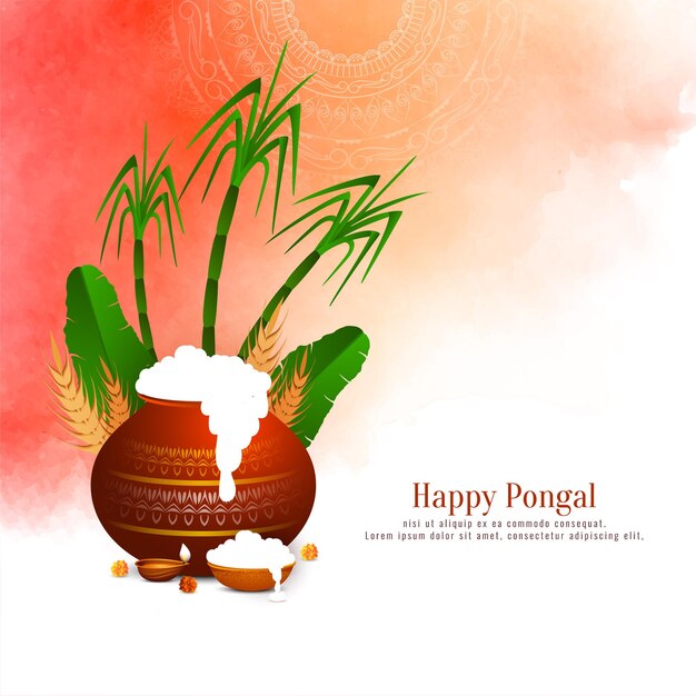 Vector de diseño de fondo del festival de la cosecha tradicional de Pongal feliz