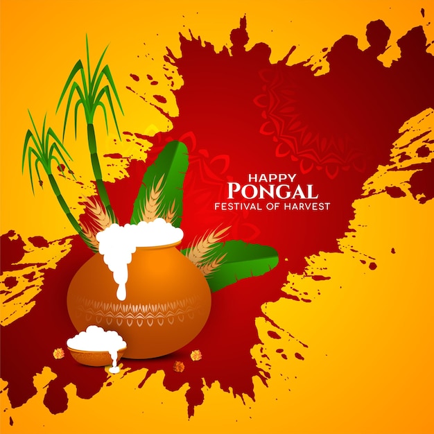 Vector de diseño de fondo del festival religioso de la cosecha cultural Happy Pongal