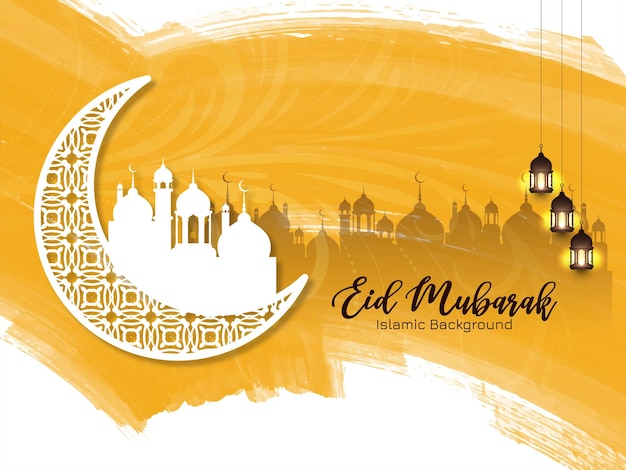 Vector de diseño de fondo de mezquita de festival religioso de Eid Mubarak