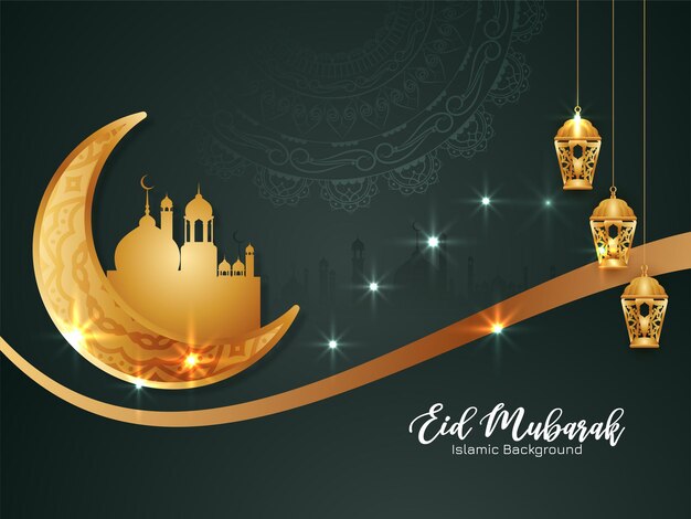Vector de diseño de fondo de mezquita islámica artística del festival Eid Mubarak