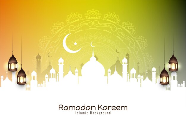 Vector de diseño de fondo de mezquita religiosa Ramadan Kareem colorido elegante