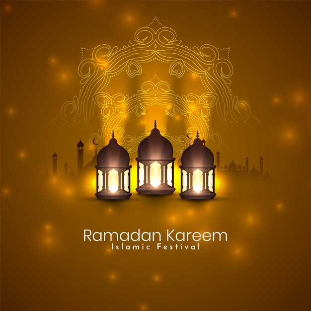 Vector de diseño de fondo de saludo de festival islámico tradicional de Ramadan Kareem