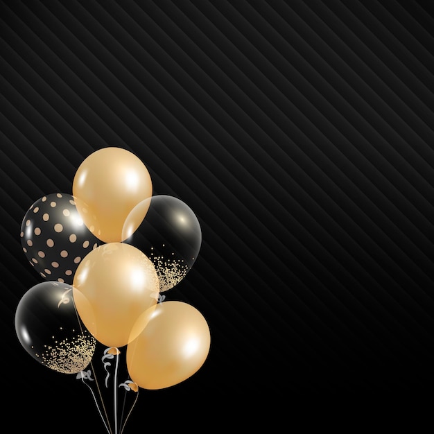 Vector de diseño de globos elegantes sobre fondo negro
