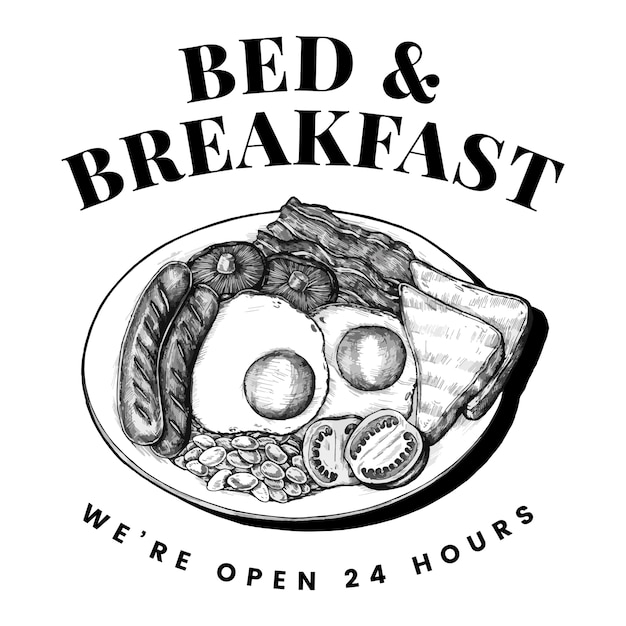 Vector de diseño de logo de cama y desayuno