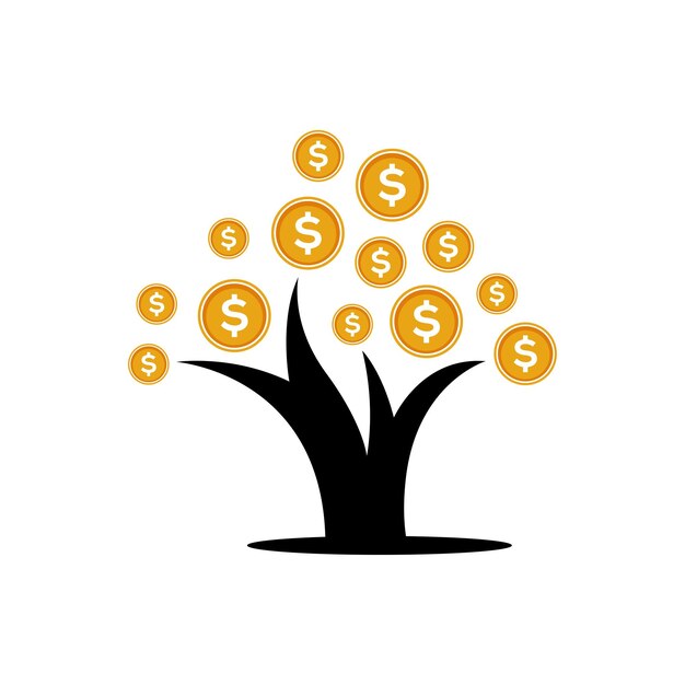 Vector de diseño de logotipo de árbol y dinero