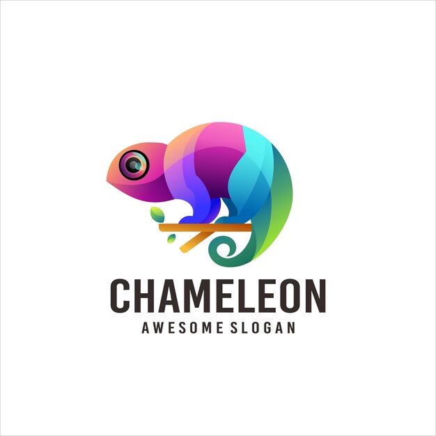 Vector de diseño de logotipo colorido degradado de camaleón