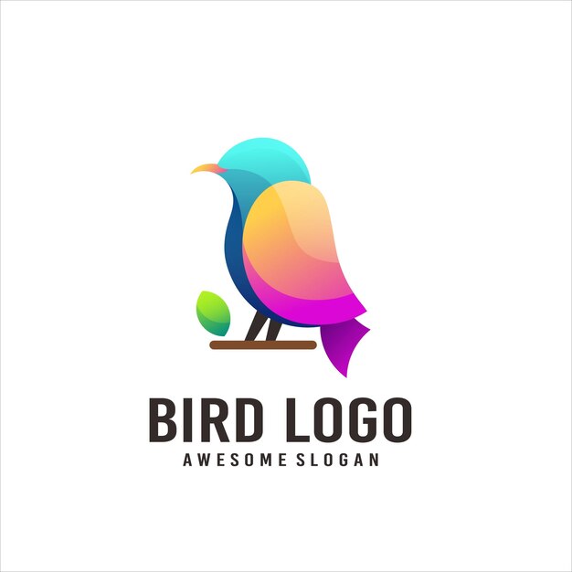 Vector de diseño de logotipo colorido degradado de pájaro