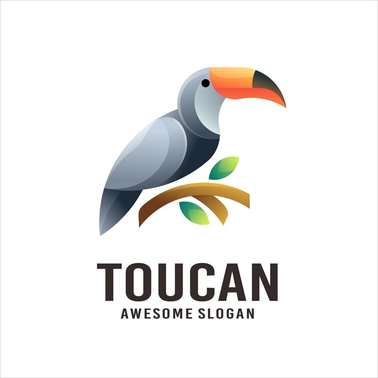 Vector gratuito vector de diseño de logotipo colorido degradado de tucán