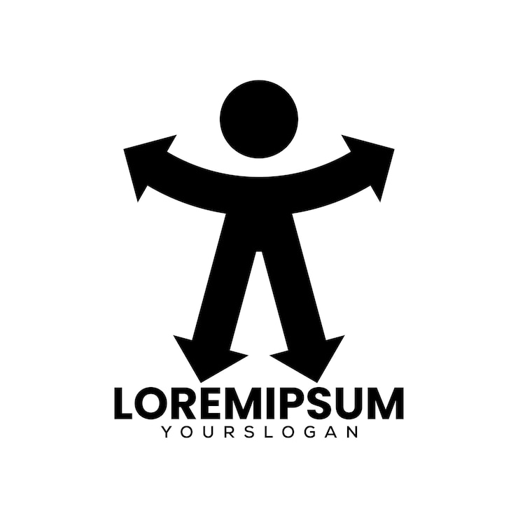 Vector gratuito vector de diseño de logotipo de flechas humanas